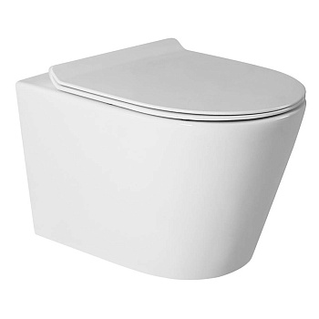 CS201TK Унитаз Calypso, подвесной 490*360*360мм, Rimless безободковый, сиденье дюропласт микролифт 2 кнопки, горизонтальный выпуск